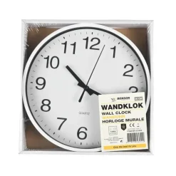 Benson Wandklok/muur klok - wit - kunststof - Dia 20 cm Best