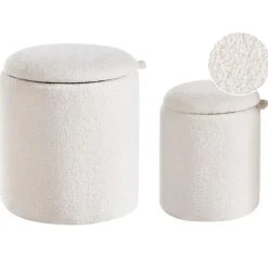 Leen Bakker BEREA - Poef set van 2 - Gebroken wit - Bouclé Sale