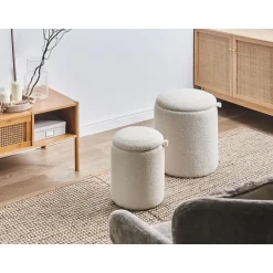 Leen Bakker BEREA - Poef set van 2 - Gebroken wit - Bouclé Sale