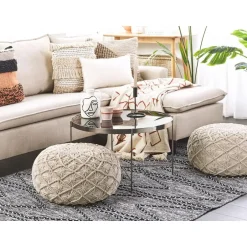 Beliani BERKANE - Poef - Beige - Katoen Discount