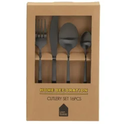 Leen Bakker Bestekset - zwart - 16-delig - RVS - 4-persoons Sale
