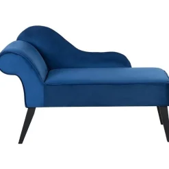 Beliani BIARRITZ - Chaise longue - Blauw - Linkerzijde - Fluweel Clearance