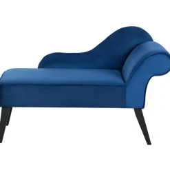 Beliani BIARRITZ - Chaise longue - Blauw - Rechterzijde - Fluweel