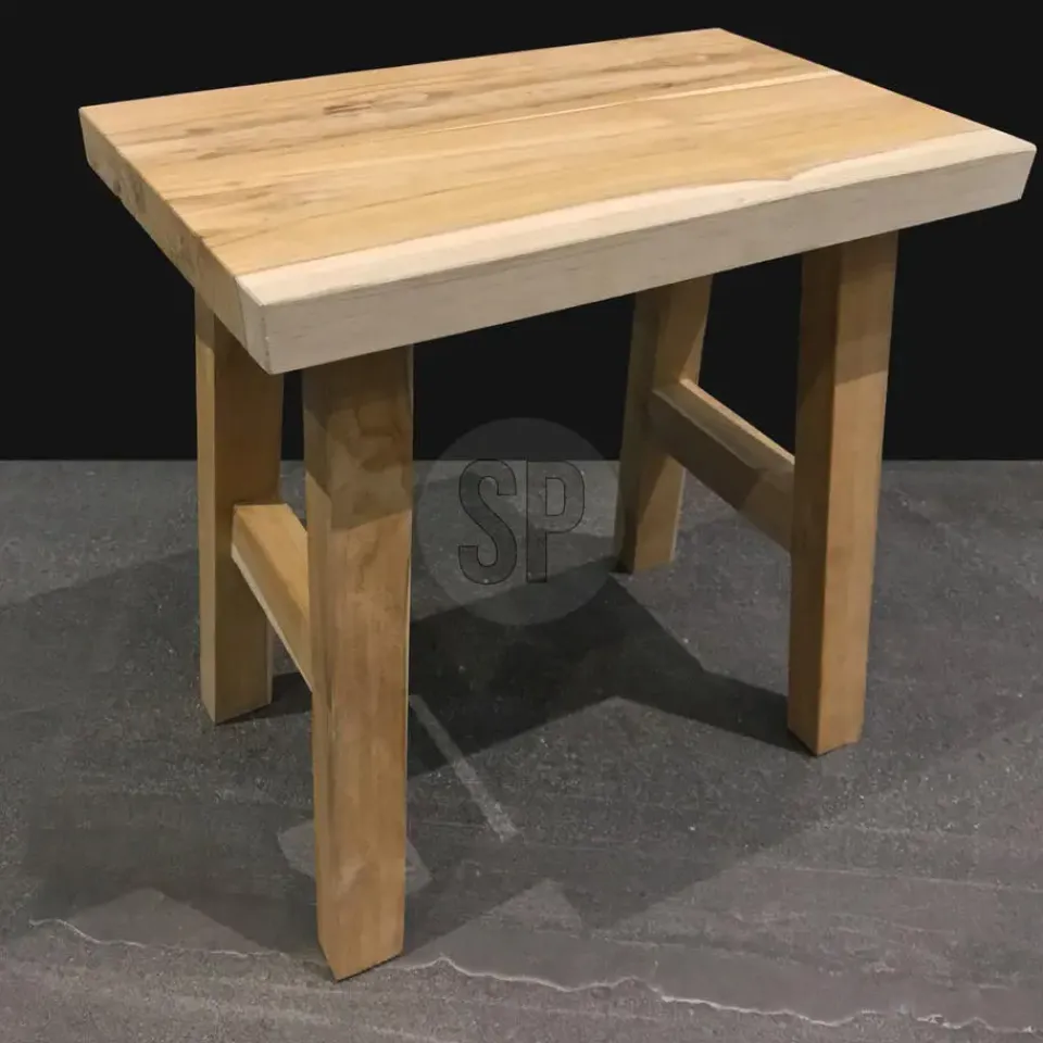 Merkloos Bijzet krukje/tafeltje - lichtbruin - hout - 40 x 25 x 40 cm Best