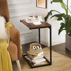 Merkloos Bijzettafel - industriële look - 55x66x35 cm - vintage bruin