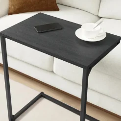 Merkloos Bijzettafel - Koffietafel - 55x35x66cm - Metaal & Spaanplaat - Zwart Best