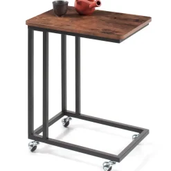 Merkloos Bijzettafel - met wieltjes - vintage look - 50x62x35 cm - vintage bruin Sale