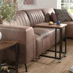 Merkloos Bijzettafel - met wieltjes - vintage look - 50x62x35 cm - vintage bruin Sale