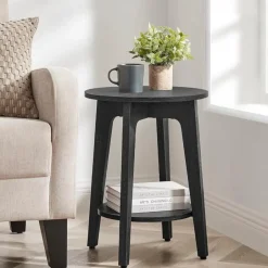 Merkloos Bijzettafel - Nachtkastje - Kleine Salontafel - Zwart - 50x40x40 cm - Banktafel Sale