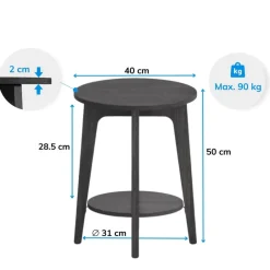 Merkloos Bijzettafel - Nachtkastje - Kleine Salontafel - Zwart - 50x40x40 cm - Banktafel Sale