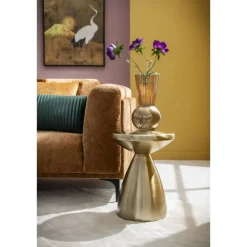 Leen Bakker Bijzettafel Amara - goudkleurig - 48xØ36 cm Clearance