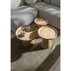 Leen Bakker Bijzettafel Donna - naturel - Ø50x33 cm Clearance