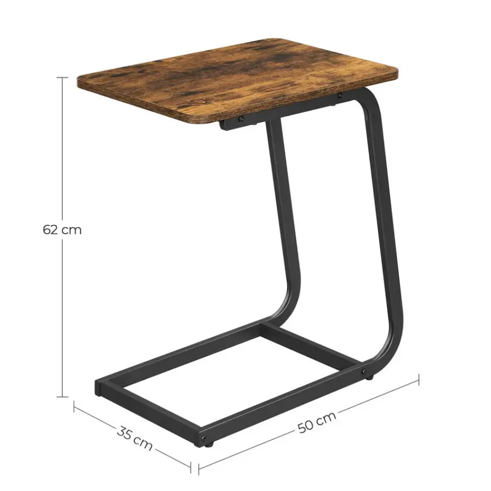 Merkloos Bijzettafel met Vintage Look - 50x62x35 cm - Zwart en Bruin Discount