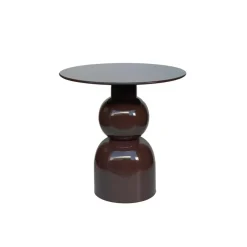 Livingfurn Bijzettafel Rond - Bruin Staal - 50x49,5x52,5cm - Brix Best