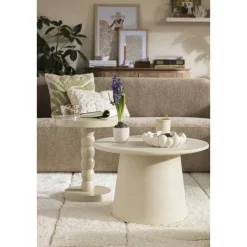 Leen Bakker Bijzettafel Thibaut - beige - 38xØ60 cm Outlet