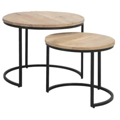 Leen Bakker Bijzettafels Mink - mangohout - set van 2 Outlet