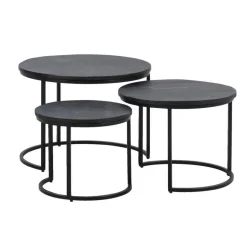 Leen Bakker Bijzettafels Noxy - mangohout - set van 3 Discount