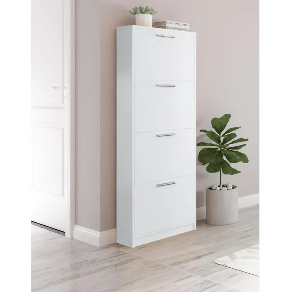 Loft24 Bill - Schoenenkast met 4 kleppen in wit Clearance