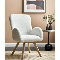 Beliani BJARN - Fauteuil - Wit - Bouclé Outlet