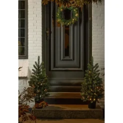 Black Box Trees Nagoya Set van 2 Kerstbomen en 1 Krans - H90 x Ø45 cm New