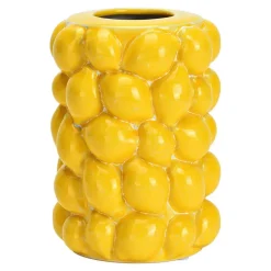 Merkloos Bloemenvaas citroenen - geel - keramiek - D12 x H19 cm Clearance