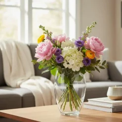 Merkloos Bloemenvaas Raine - helder transparant glas - D13 x H25 cm Outlet