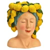 Merkloos Bloempot/vaas vrouwenhoofd - citroenenmeisje - 22 x 28 x 21 cm Clearance