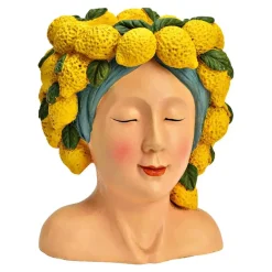 Merkloos Bloempot/vaas vrouwenhoofd - citroenenmeisje - 22 x 28 x 21 cm Clearance