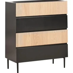 Leen Bakker BLYTHE- Ladekast 4 lades - Zwart/Bruin - MDF Hot