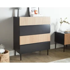 Leen Bakker BLYTHE- Ladekast 4 lades - Zwart/Bruin - MDF Hot