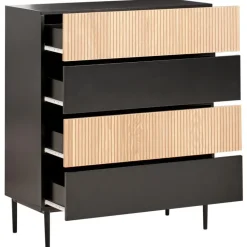 Leen Bakker BLYTHE- Ladekast 4 lades - Zwart/Bruin - MDF Hot