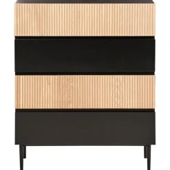 Leen Bakker BLYTHE- Ladekast 4 lades - Zwart/Bruin - MDF Hot