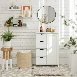 Bobbel Home - Badkamerkast - 4 laden - Houten - Wit Hot