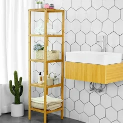 Merkloos Bobbel Home - Badkamerrek - 5 verdiepingen - Staand - Bamboe Hot