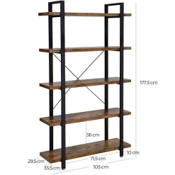 Bobbel Home - Boekenrek - Hout/Metaal - Bruin Discount