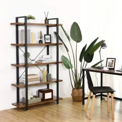 Bobbel Home - Boekenrek - Hout/Metaal - Bruin Discount