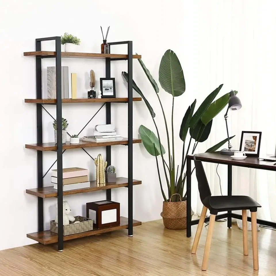 Bobbel Home - Boekenrek - Hout/Metaal - Bruin Discount