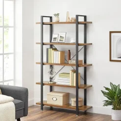 Bobbel Home - Boekenrek - Hout/Metaal - Bruin Discount