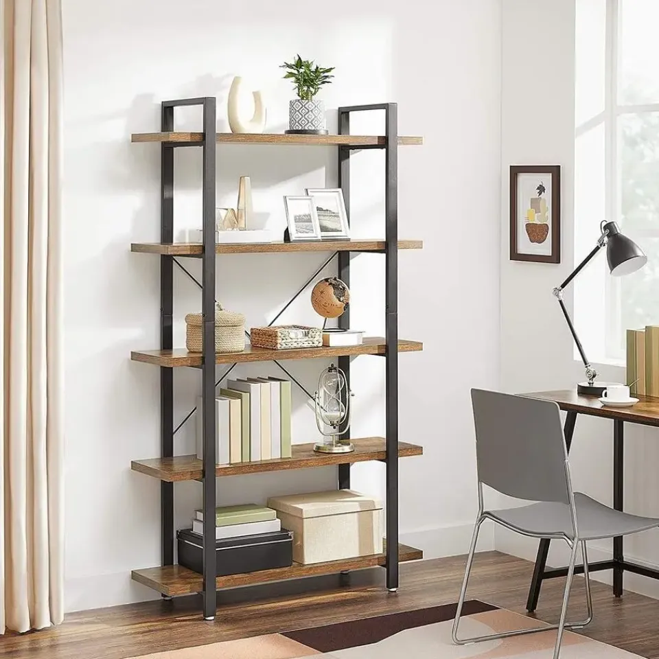 Bobbel Home - Boekenrek - Hout/Metaal - Bruin Discount