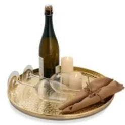 Bobbel Home - Decoratief Dienblad ø 40 cm Rond - Goud - Metaal Best