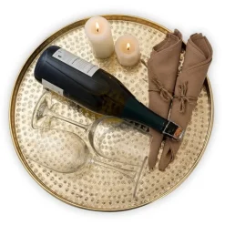 Bobbel Home - Decoratief Dienblad ø 40 cm Rond - Goud - Metaal Best