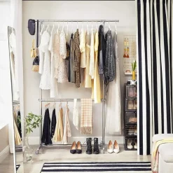 Parya Home Bobbel Home - Garderoberek - Met wieltjes - Hoogte verstelbaar - RVS - Zilver Clearance