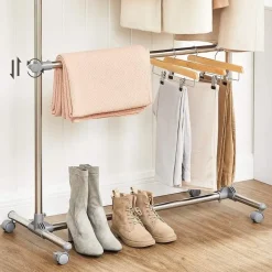 Parya Home Bobbel Home - Garderoberek - Met wieltjes - Hoogte verstelbaar - RVS - Zilver Clearance