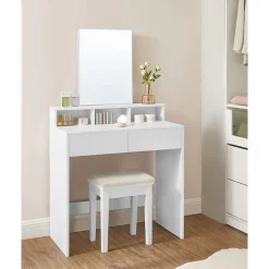 Parya Home Bobbel Home - Kaptafel met rechthoekige spiegel - Wit Hot