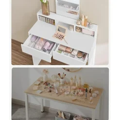 Parya Home Bobbel Home - Kaptafel met rechthoekige spiegel - Wit Hot