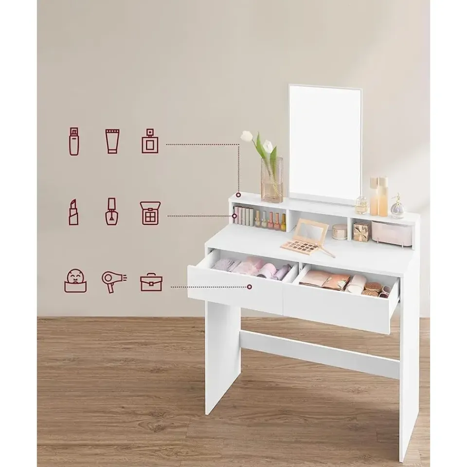 Parya Home Bobbel Home - Kaptafel met rechthoekige spiegel - Wit Hot