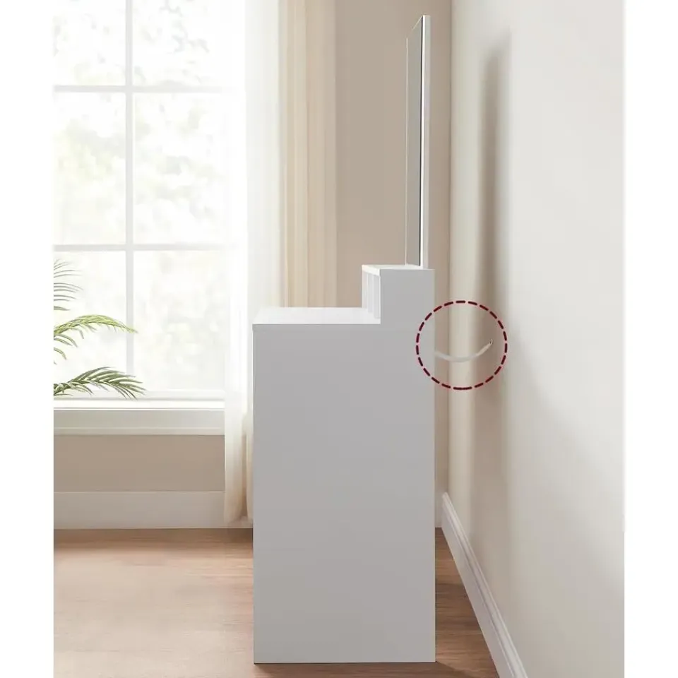 Parya Home Bobbel Home - Kaptafel met rechthoekige spiegel - Wit Hot