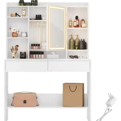 Parya Home Bobbel Home - Moderne Witte Make-up tafel met Instelbare LED Verlichting Discount