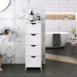 Parya Home Bobbel Home - Smalle Ladekast - 4 Lades - Hout - Wit Outlet