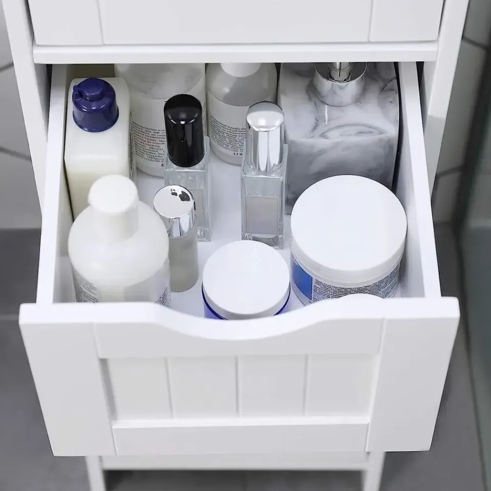 Parya Home Bobbel Home - Smalle Ladekast - 4 Lades - Hout - Wit Outlet